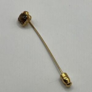 Vintage Faux Tigers Eye Stick Pin Gold Tone Oval Stone Lapel Pin